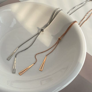 不锈钢三角滑扣项链长款秋冬毛衣链挂件时尚配饰简约可抽拉卫衣链