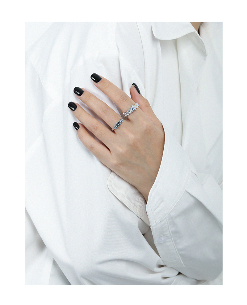 Casual Geometric Sterling Silver Plating Zircon Open Ring 1 Piece