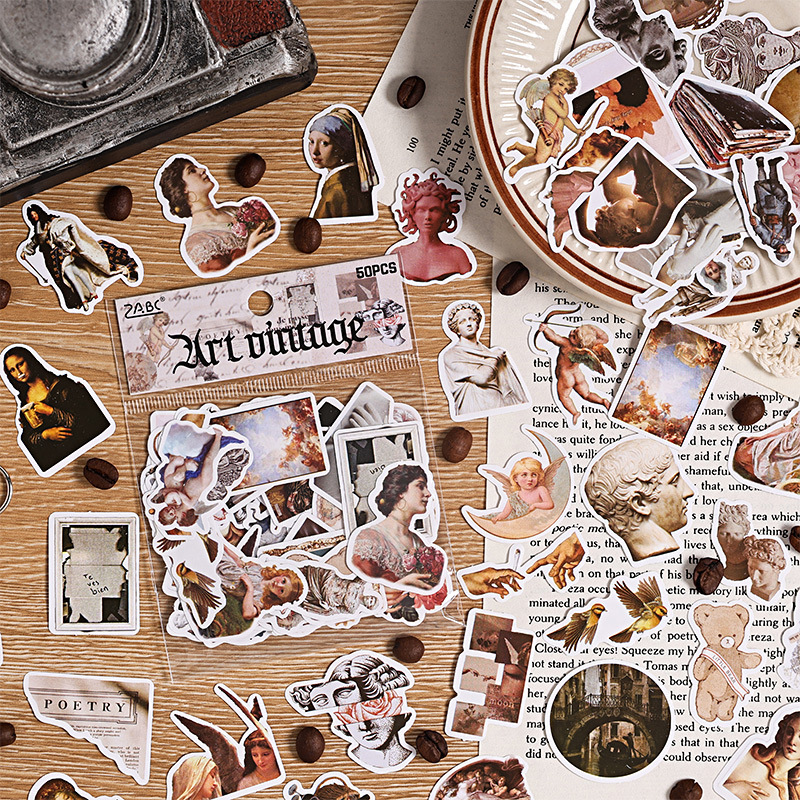 Retro recolección de pegatinas de cuentas de mano bolsas DIY cuentas de mano diario decoración material base pegatinas de papelería transfronterizas