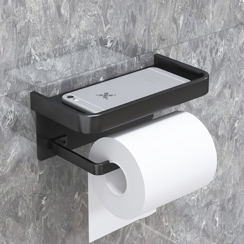 Caja de pañuelos de baño caja de pañuelos rack de almacenamiento caja de papel higiénico sin perforar montado en la pared rollo de papel titular de papel higiénico