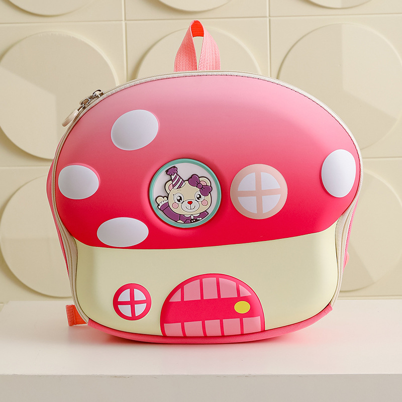 Cartoon hongos tridimensionales mochila infantil jardín de infantes mochila de niñas transpirable encantadora mochila de niñas de clase media