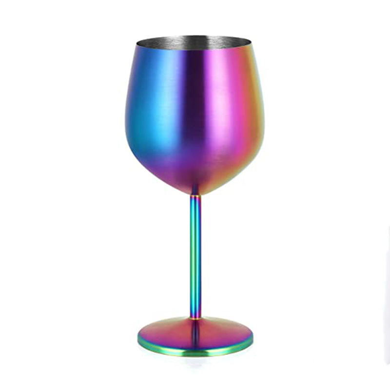 Copa de acero inoxidable de una sola capa de estilo europeo 500ml 18oz copa de champán de metal a prueba de caídas copa de vino tinto galvanizado en stock