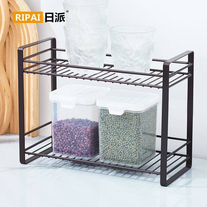 Japanese style home Japanese simple storage rack kitchen condiments seasoning storage rack bathroom countertop storage rack