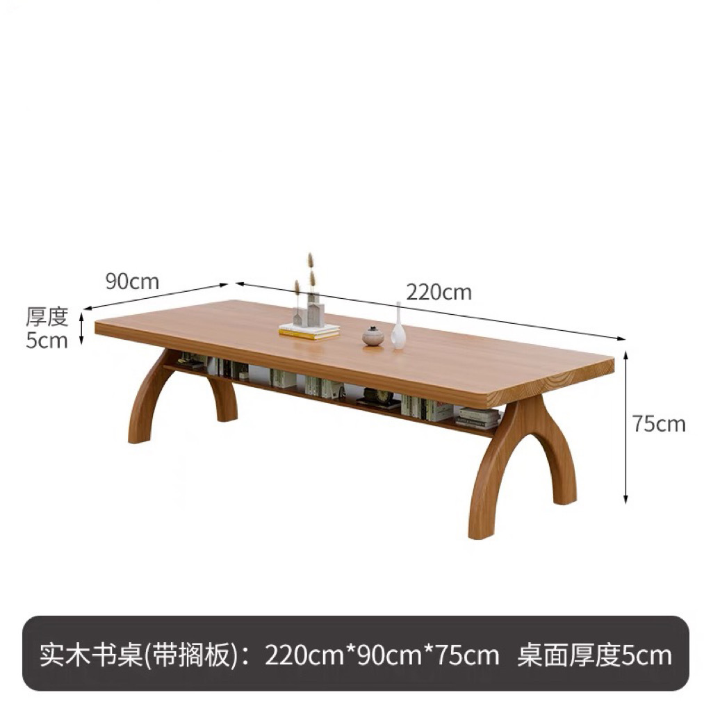 단단한 나무 긴 테이블 220*90*75 판 두께 5CM