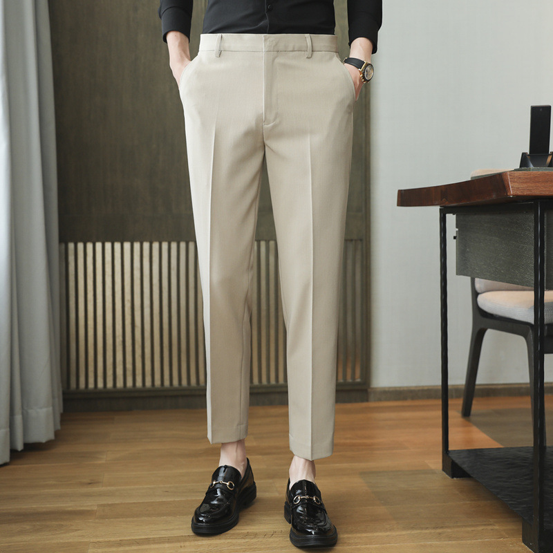 Pantalones de traje de verano nuevos hombres Pantalones de traje de estilo británico pantalones de traje de ajuste delgado pantalones cortos de hombres de moda guapos pantalones de traje de Corea del Sur hombres