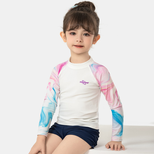 Momasong children's swimsuit split girl's long-sleeved long pants seaside sun protection swimsuit girl's swimsuit