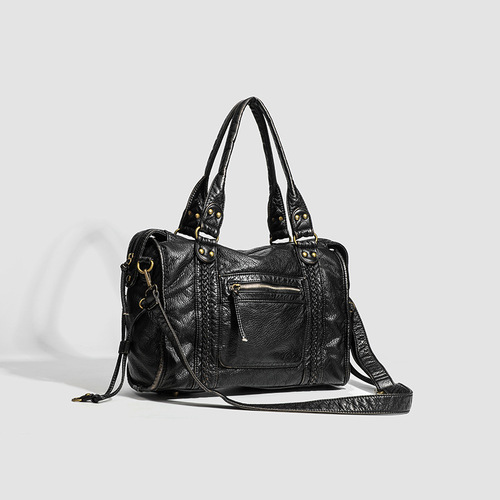 Cross-border hot selling French retro locomotive bag, one-shoulder cross-body bag, tote bag, large bag, women's large capacity bag, washed bag