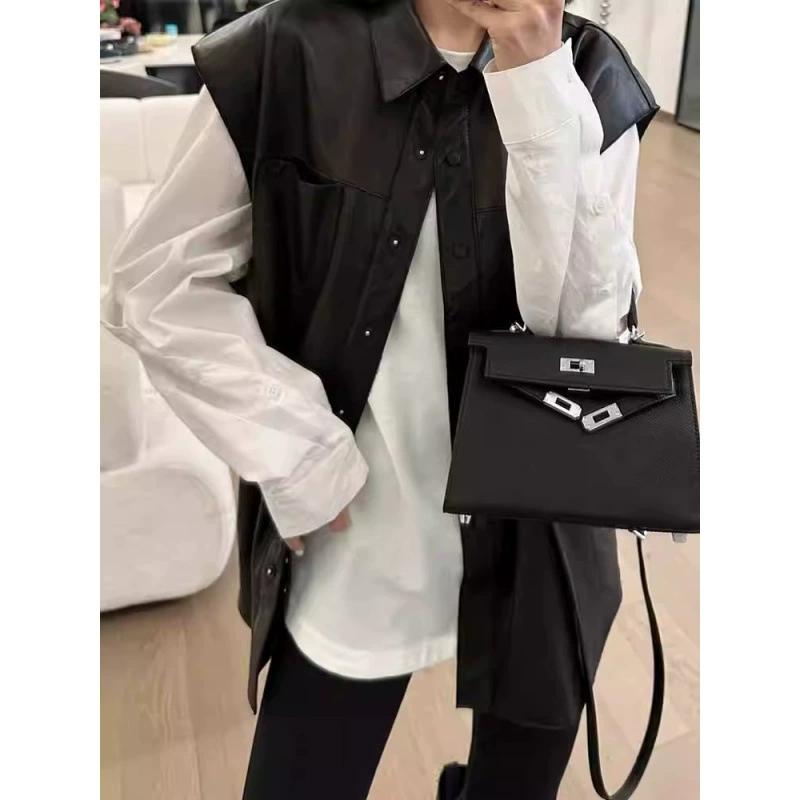 Европейский товарный попкорн кожаный жилет женский дизайн чувствует себя первоклассно