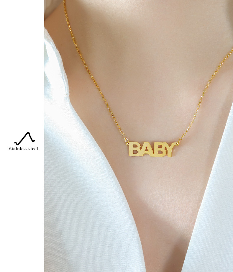 1 Piece Simple Style Letter Titanium Steel Plating Hollow Out Necklace_colorza_4