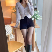 黑色灯芯绒紧身短裤女2025秋冬新款加绒加厚外穿靴裤打底超短裤子