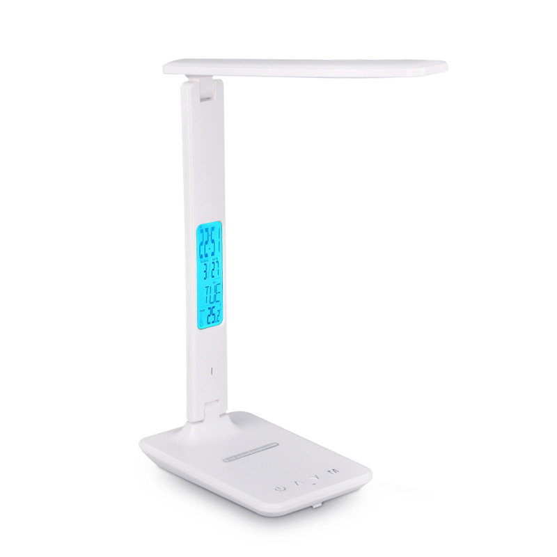 Lámpara de Escritorio LED 10W con Carga Inalámbrica Pantalla LCD y Atenuación Táctil para Estudio