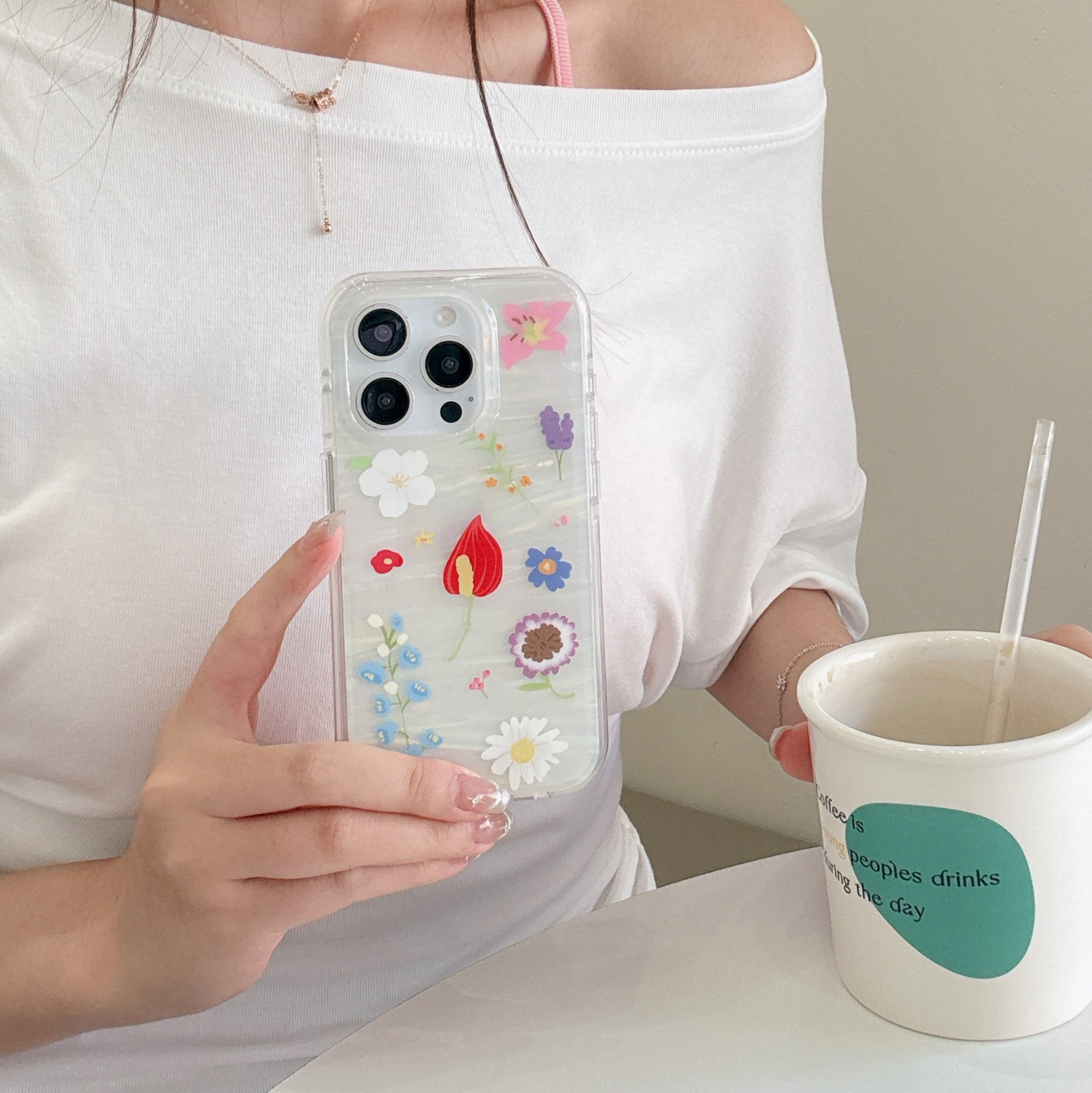 Flores de colores con patrón de concha de primavera ins para iphone16 Apple 15ProMax funda para teléfono móvil 13/14 nuevo