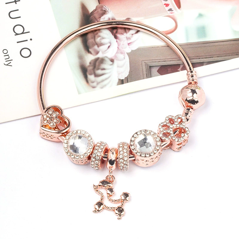 Golden cute pendant, beaded bracelet, pink gold, cat's eye