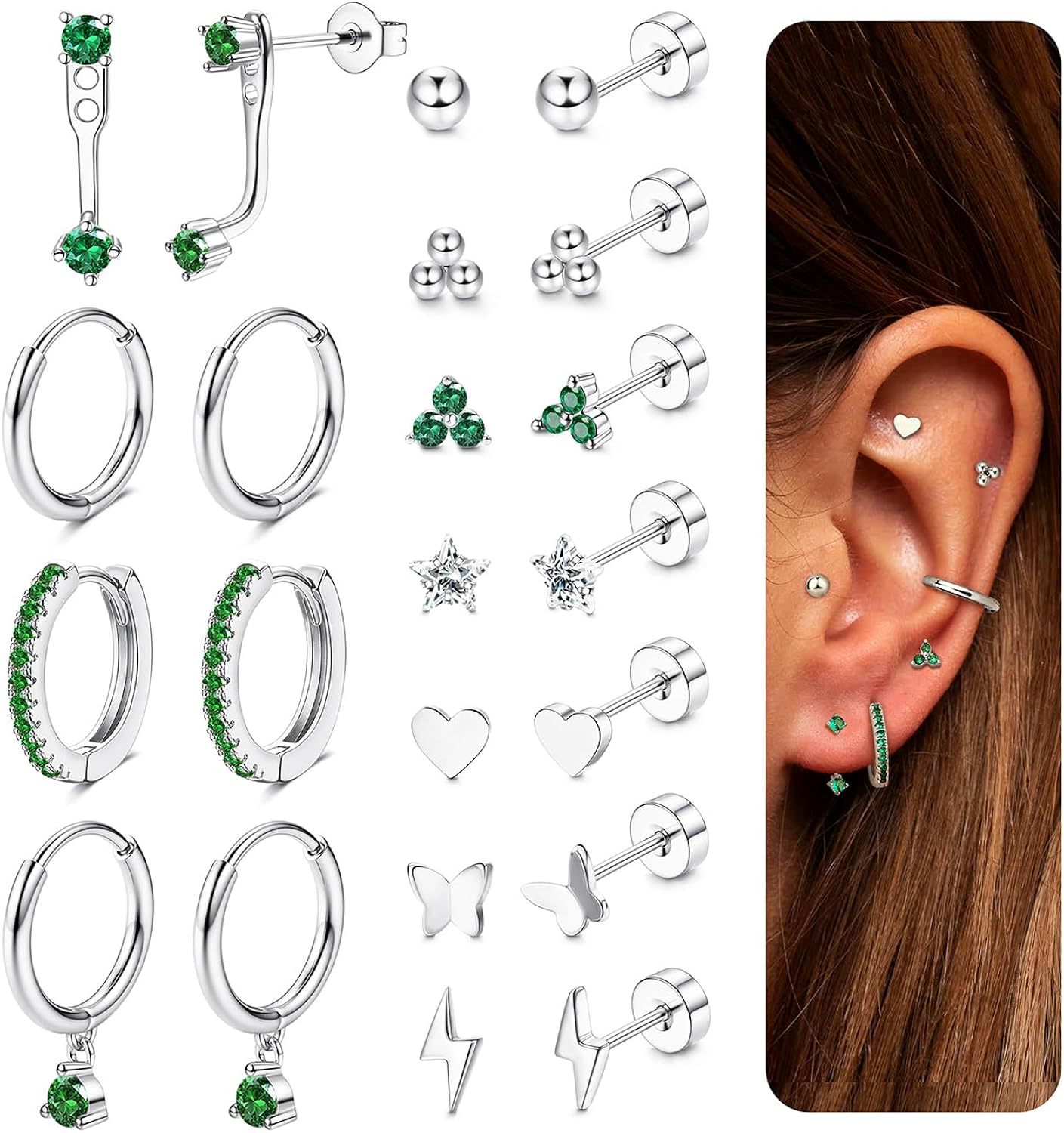 Silver pointed spike labret stud material detail