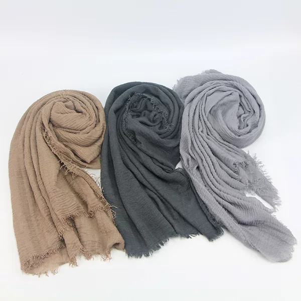 Imitation Cotton and Linen Pleated Head Scarf, Women's Scarf Wholesale