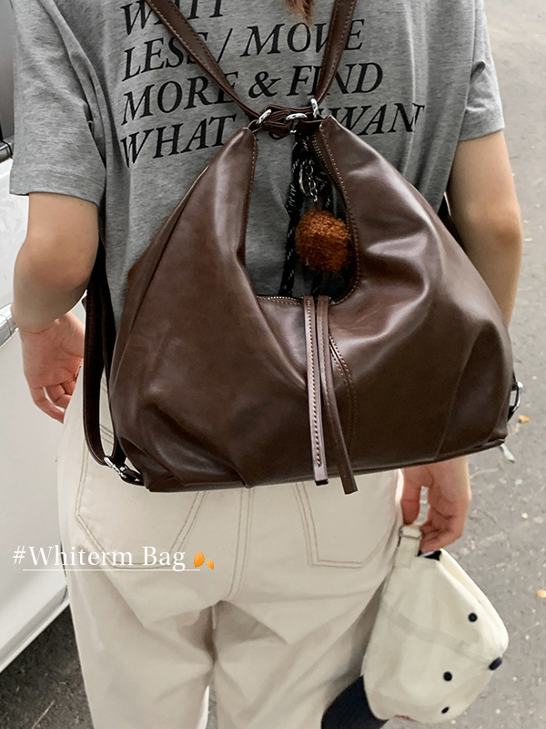 复古大容量多功能双肩包女式包2025新款简约托特包百搭单肩通勤包|undefined