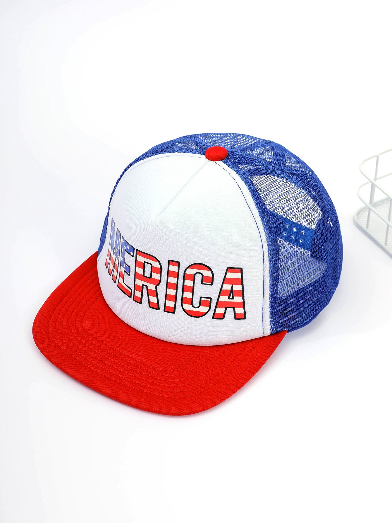 Nueva impresión tridimensional gorra de malla Comercio exterior europeo y americano bandera gorra de béisbol al aire libre gorra de pico