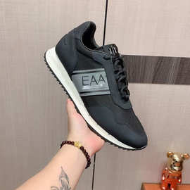 欧洲站男鞋2025春季新款潮流百搭平底真皮板鞋透气黑色男士休闲鞋