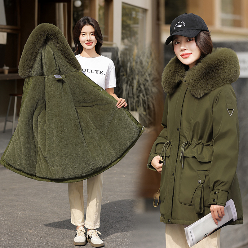 Algodón mujer 2024 invierno nueva moda cálida y gruesa chaqueta de algodón plumón mujer chaqueta de algodón larga mujer chaqueta de mujer