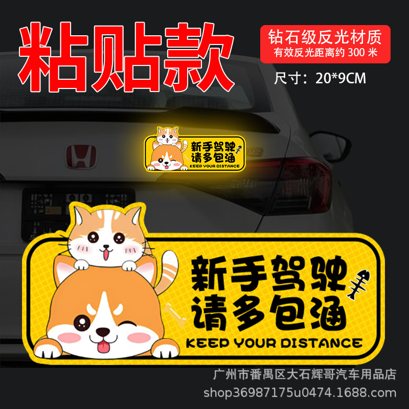 初心者ドライバー向け車用ステッカー、女性ドライバーのための傷隠し、クリエイティブな警告ステッカー、磁気ステッカー|undefined