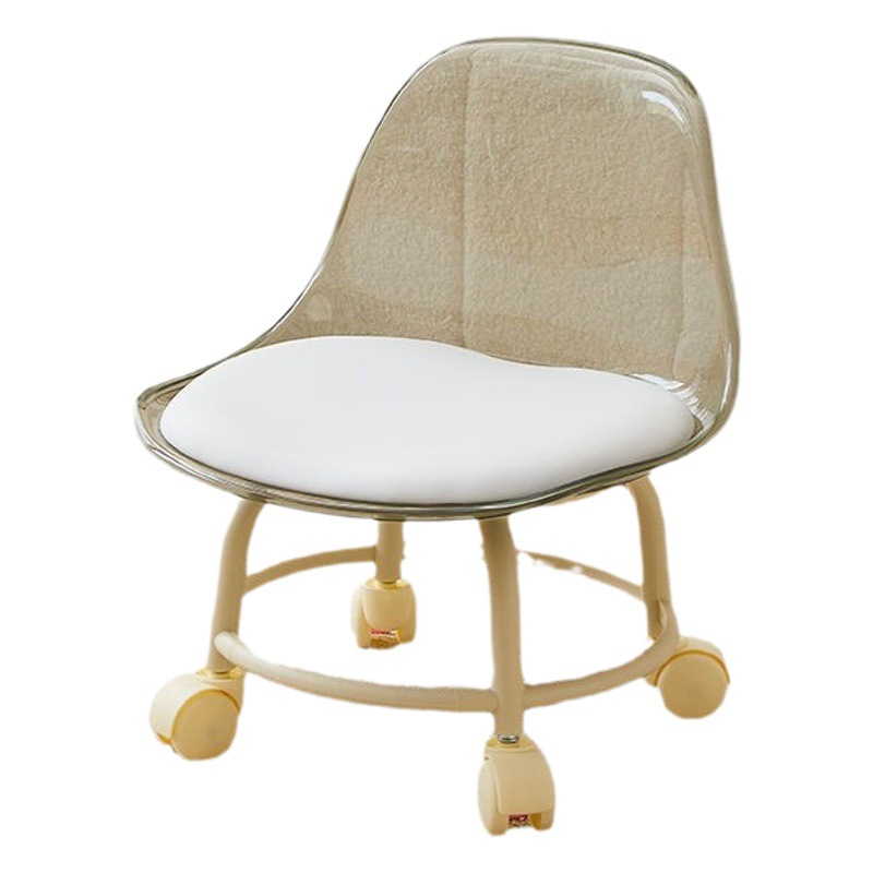 Taburete de acrílico mudo taburete para niños pequeños con rueda universal Internet celebridad silla pequeña polea taburete bajo taburete de costura hermosa