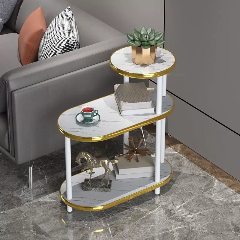 Журнальный столик в стиле лёгкой роскоши, столешница из сланцевого мрамора, новый, небольшой, тумба для дивана, полка для хранения из массива дерева, торговля.