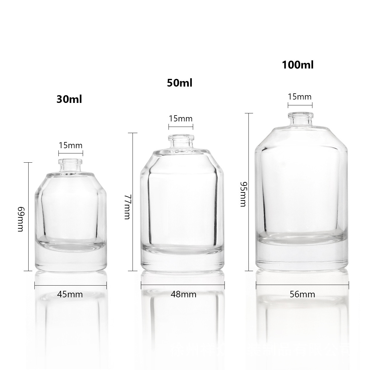 Frasco Cilíndrico Atomizador de Fondo Grueso 30ml 50ml 100ml de Vidrio para Perfume