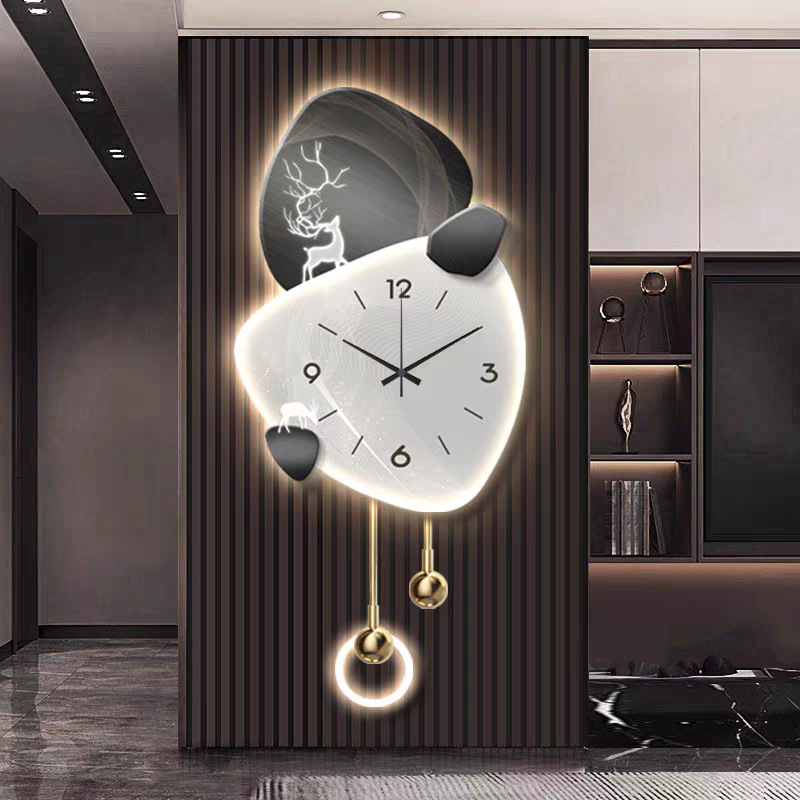 Reloj del restaurante Fu Lu led con lámparas pinturas de lujo ligeras pinturas de decoración de la sala de estar de alto nivel pinturas murales al final del pasillo