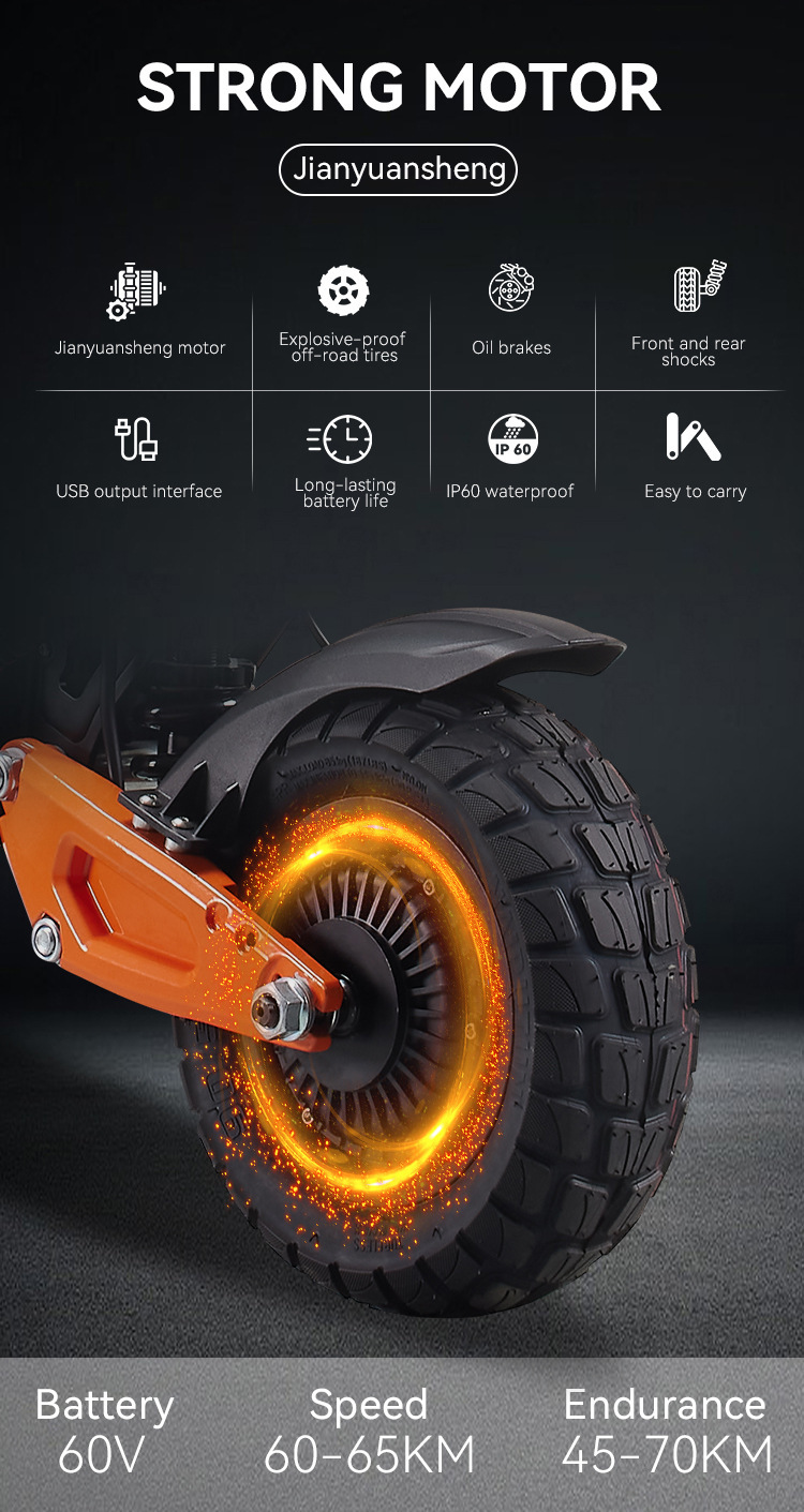 Retuol 10.5-Inch 60V Off-Road Dual-Drive Electric Scooter Adult Foldableing Scooter Dropshipping