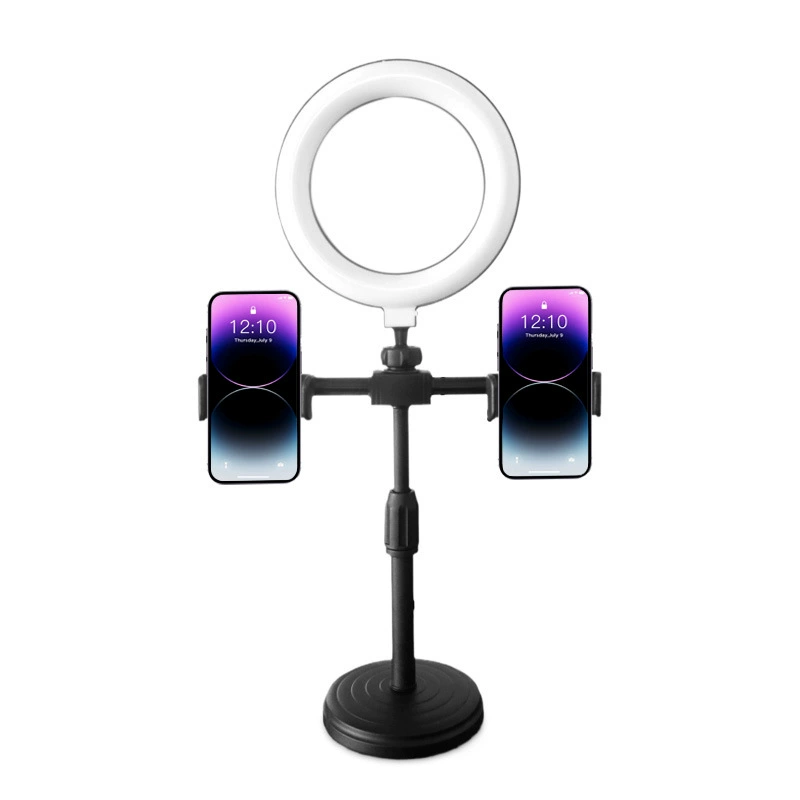 Прямая поставка с фабрики, мобильная подставка для прямой трансляции, 6inch кольцевых светильника, настольный диск, селфи, красота, фото, двойная камера, заполняющий свет