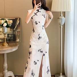 实拍漂亮气质长裙小众设计感新中式国风旗袍连衣裙子女夏