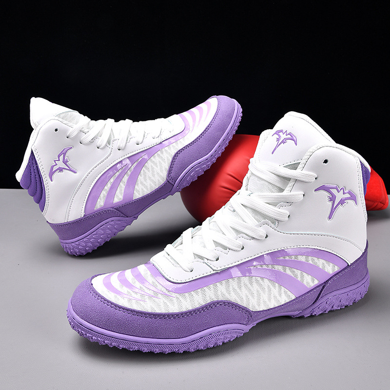 Nuevos zapatos de levantamiento de pesas de dos colores de alto nivel de comercio exterior, zapatos de lucha libre 2025, nuevos zapatos de boxeo de tamaño grande transfronterizo