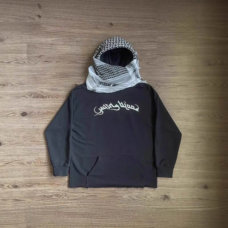 European and American Cross-Border 2025 Autumn and Winter New Hooded Sweatshirt Headscarf Design Trendy Brand Fashion Stylish Street Sweatshirt for Men and Women