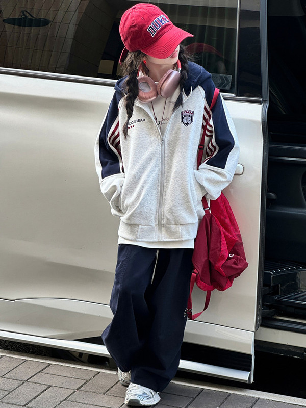 女童外套春秋款2025新款洋气中大童儿童学院风休闲秋装连帽棒球服|undefined