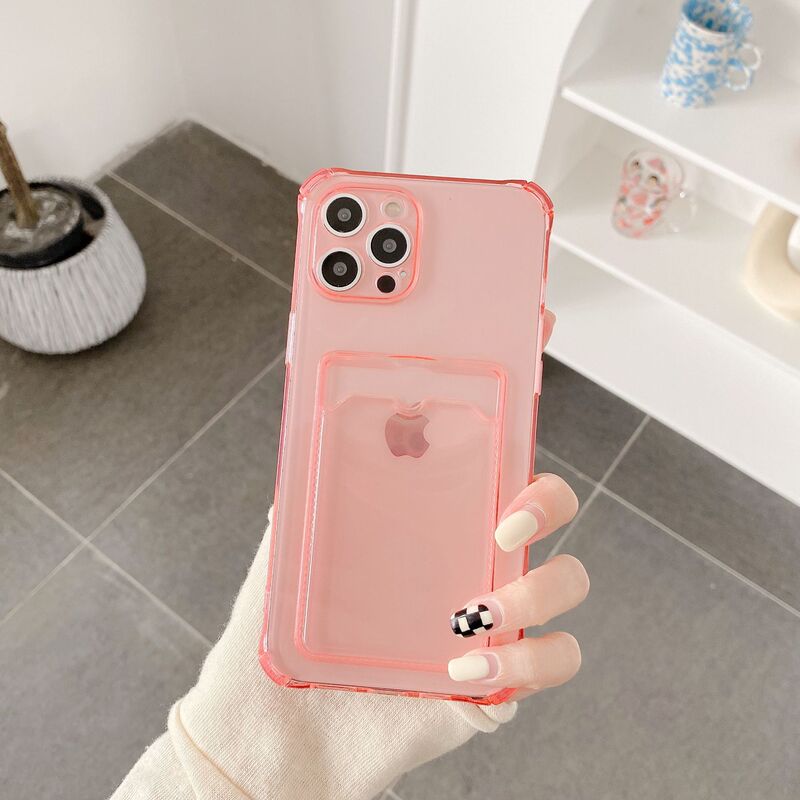 シンプルな透明カードホルダー付きiPhone15Pro Maxケース、Apple 17/13/14対応、カード収納可能|undefined