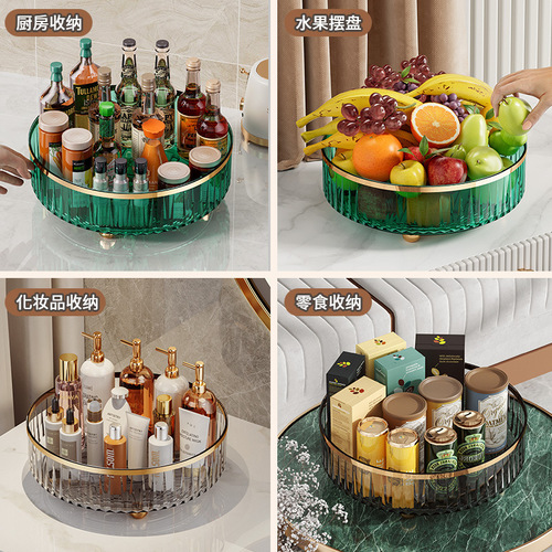 Light luxury transparent rotating seasoning storage rack 360-degree kitchen special sauce vinegar seasoning storage box supplies household