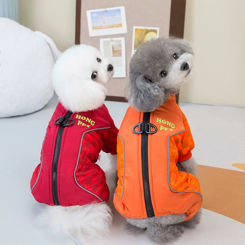 2023 Новая собака Тедди Домашнее животное на молнии Теплый утолщенный Хлопок четыре ноги