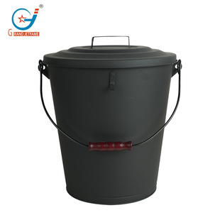 Fireplace Coal Ash Bucket Household with Lid with Metal Hook Fireplace Cleaning Shovel