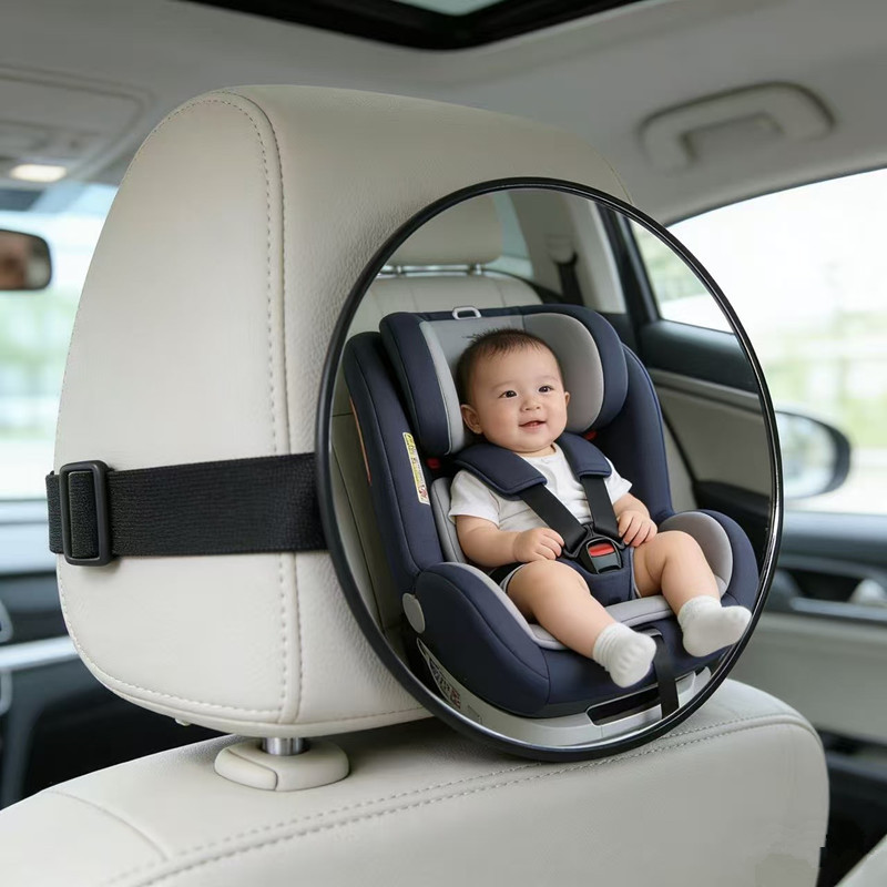 Baby Safety Seat Rearview Mirror, Car-Mounted Infant Observation Mirror, Children's Car Rear View Auxiliary Mirror, Convex Mirror, Round Shape