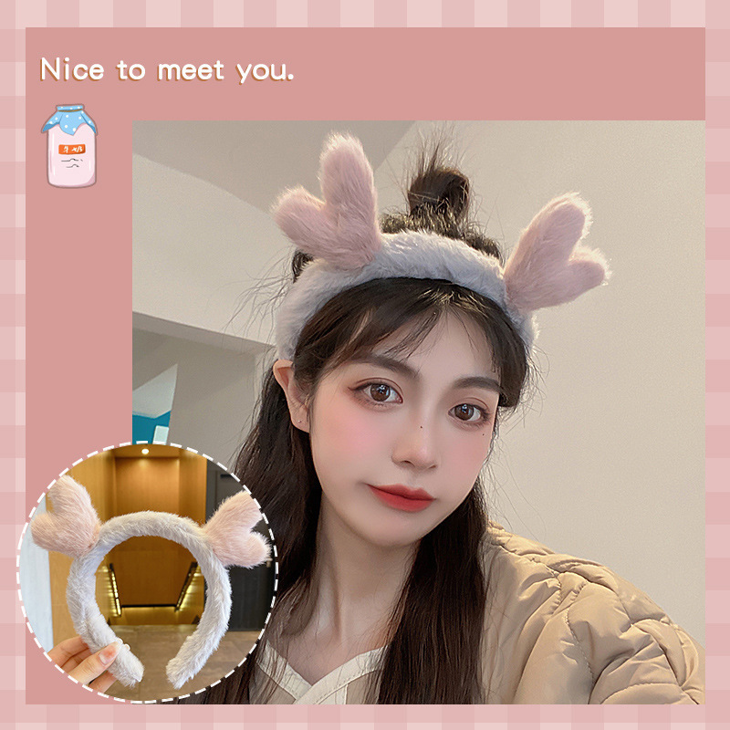 Cartoon facial lavado especial para mujeres 2024 nuevo cabello de peluche maquillaje prensado cabello lindos pinzas de cabello correa tocado