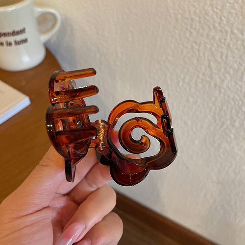  New Camellia Hair Clip with Rear Head Grab, Sanding for Girls, Simple and Elegant Shark Hair Clip