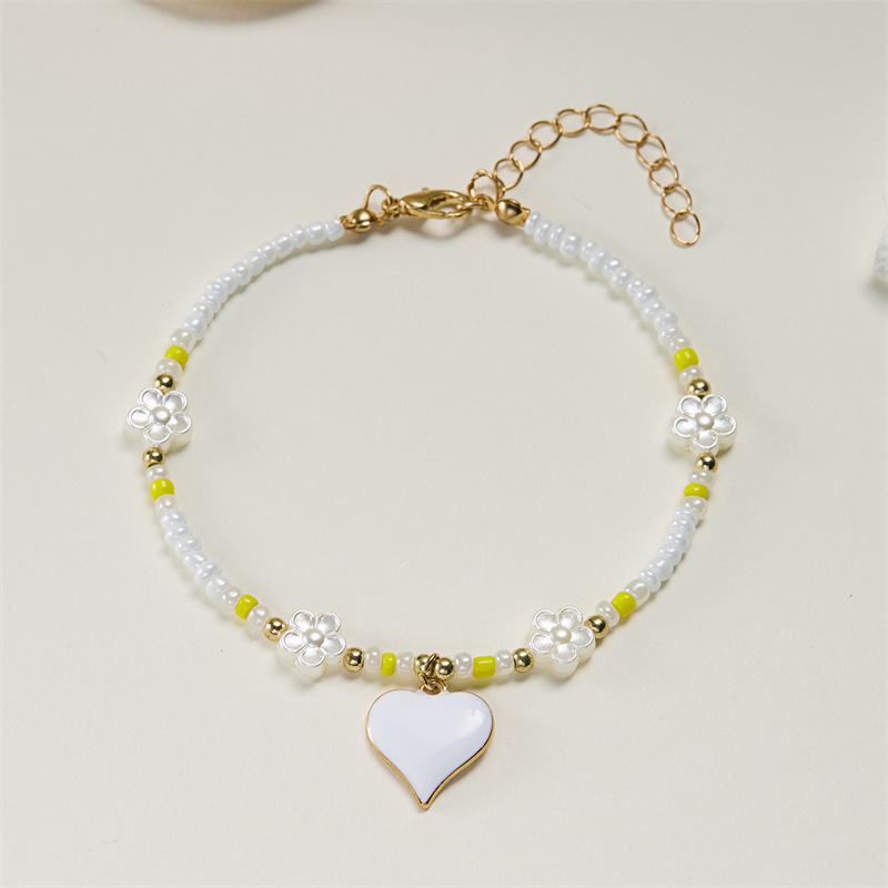 8g Weight Anklet Classification 1 Piece Quantity Holiday, Beach Occasion Seed Bead Material Heart Shape Pattern All Seasons Season Women's Gender Simple Style, Classic Style Style Wholesale Jewelry Simple Style Classic Style Heart Shape Seed Bead Anklet 30