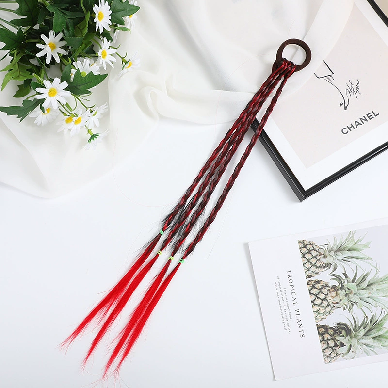Hair accessory with pigtail, woven children's wig handmade, for import, gradient, knit yourself