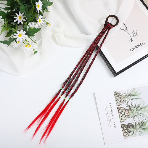 Cross-border supply source colorful gradient braided headband, new high-temperature silk DIY handmade braided hair tie for children wigs