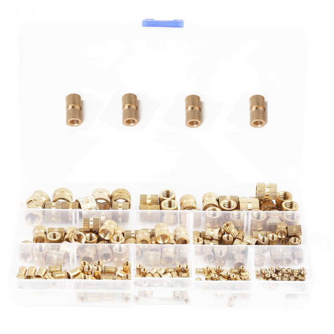 210pcsM2-M10铜花母双通注塑热熔铜滚花螺母铜镶嵌件预埋件