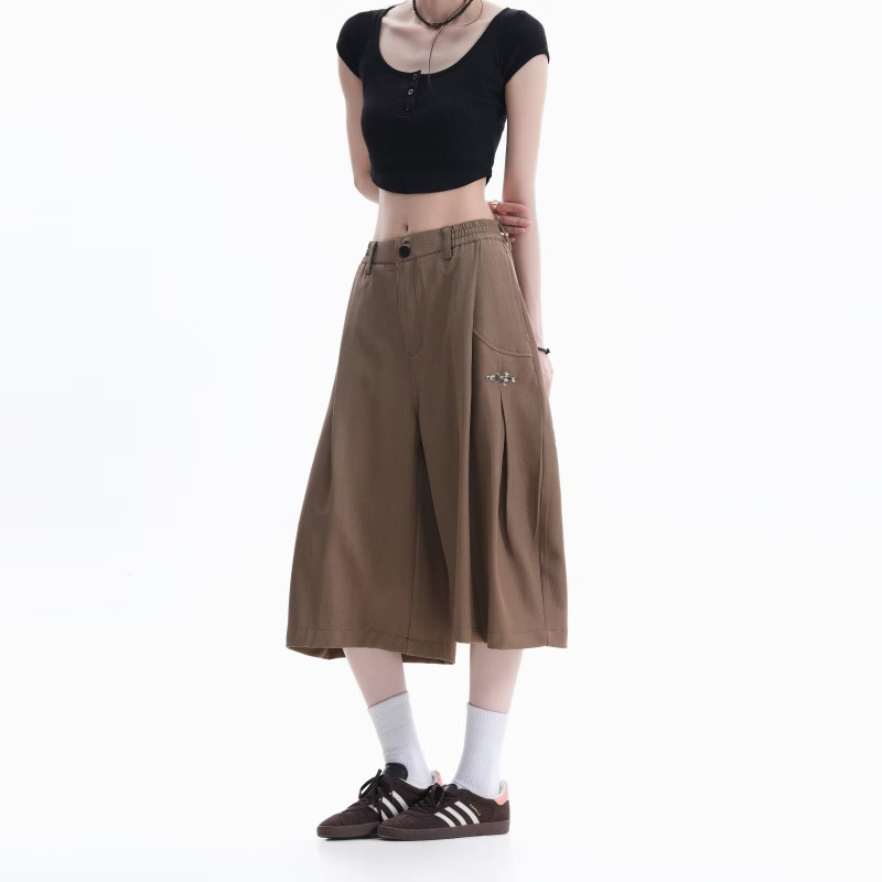 JIEYU 2025 New Fashionable Simple Cross-Neck Vest + Multi-Pleated Straight Pants Two-Piece Set for Women