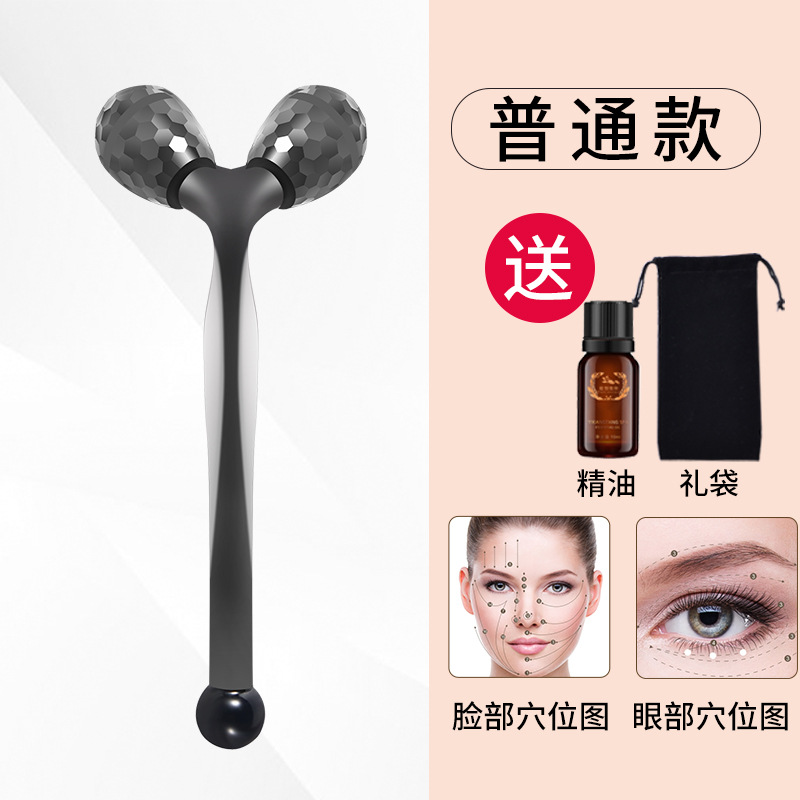Roller facial dispositivo de belleza de doble cabeza de rodillo de elevación de V-facial compactación manual de extracción de tendones de ojos Herramientas de belleza facial