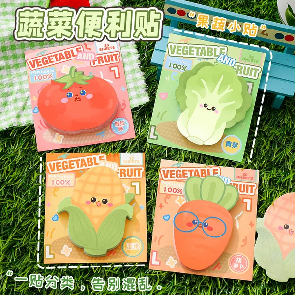 Cute and Uniquely Shaped Realistic Vegetable Sticky Notes for Students, Creative and Aesthetically Pleasing Message Notes That Can Be Re-Sticked Multiple Times