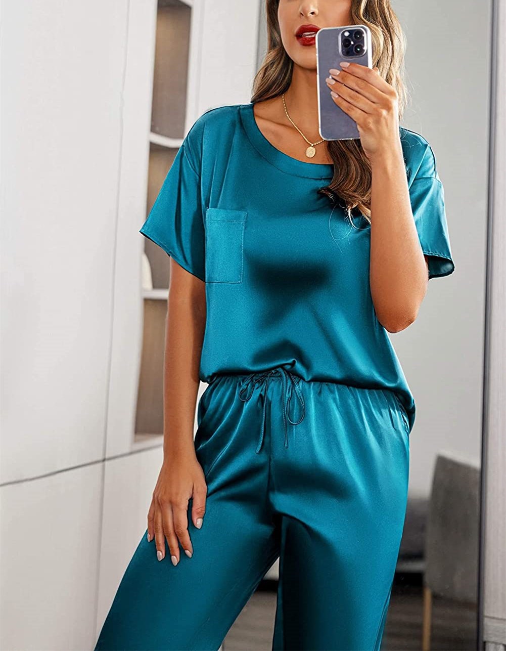 Women's Casual Solid Color Spandex Polyester Pocket Pants Sets display picture 2