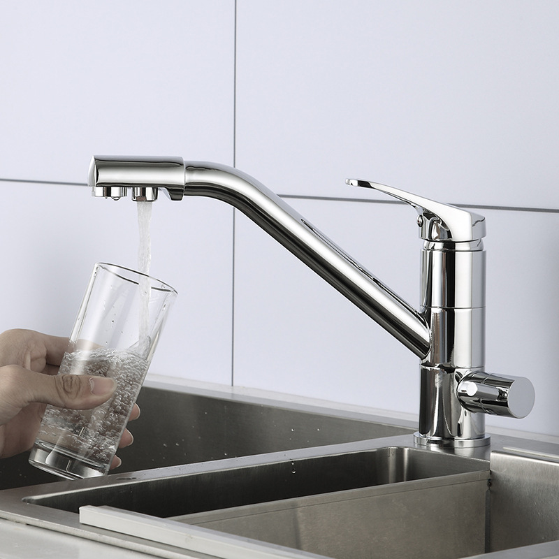 Cobre tres en uno purificador de agua grifo lavabo fregadero grifo de limpieza giratorio recto dispensador de agua pura hogar